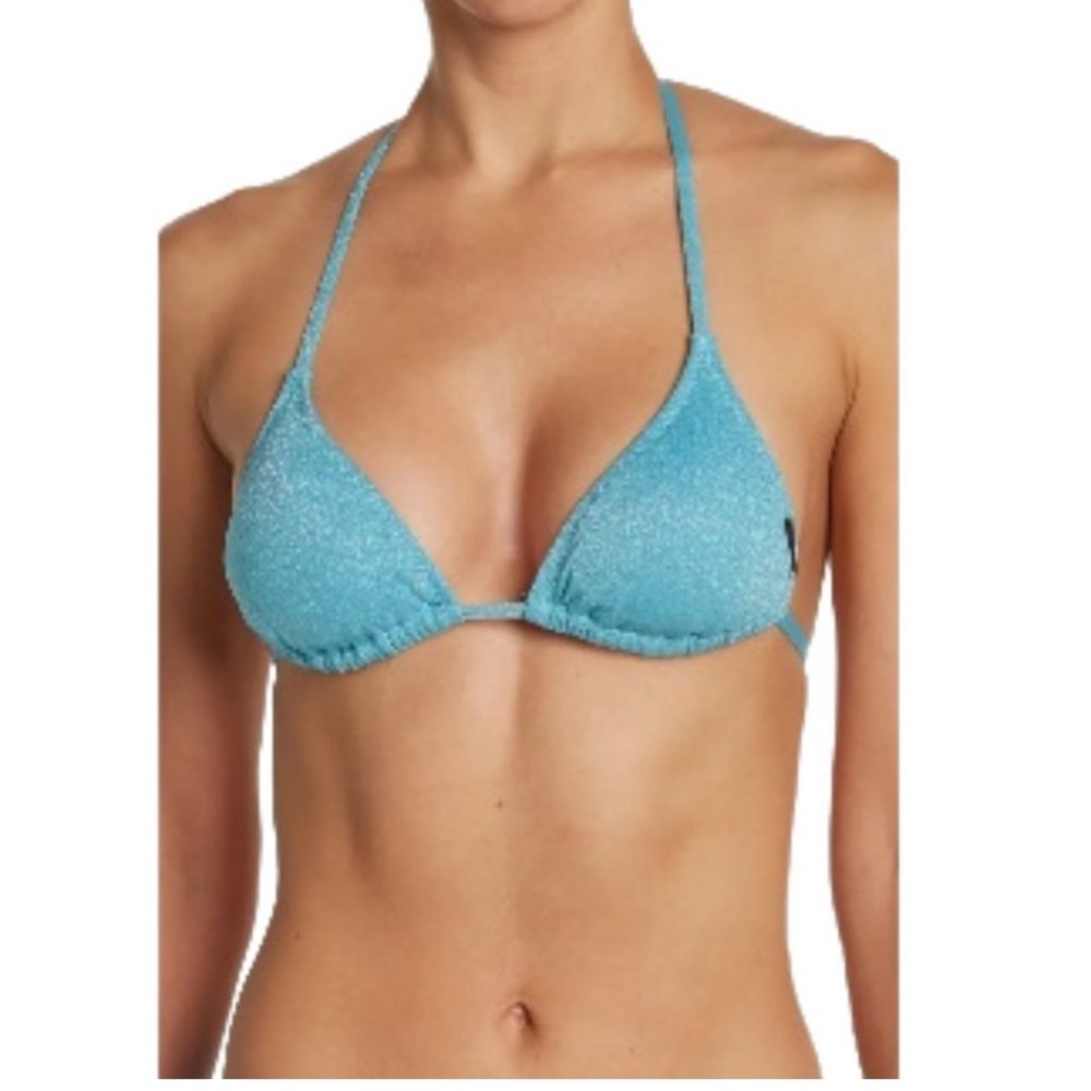 NWT KENDALL & KYLIE SWIM SPARKLE GLITTER LUREX STRING BIKINI TOP - Picture 8 of 15